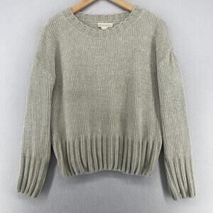 CYNTHIA ROWLEY Sweater M Cozy Ribbed Pullover Jumper Mock Neck Chenille Beige